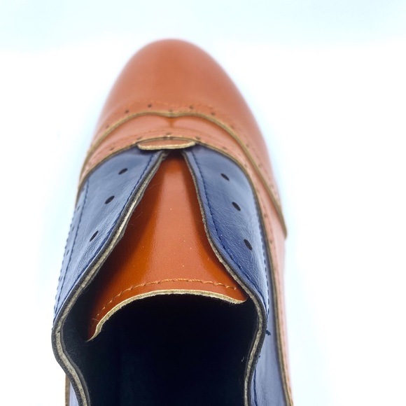 NWT Slip On Brogue Oxfords - Faux Leather - Navy - Picture 7 of 16